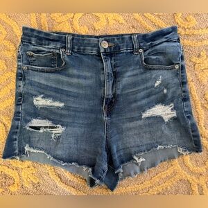 American Eagle Outfitters Size 14 Curvy Hi-Rise Stretch Blue Denim Shorts